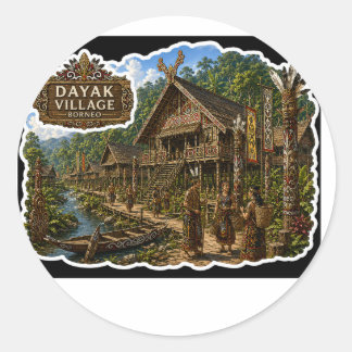 TITLE DAYAK VILLAGE BORNEO TRIBAL CULTURE STICKER