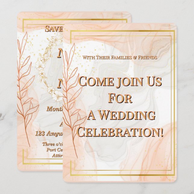Title: Elegant Custom Wedding Invitation 2 (Front/Back)