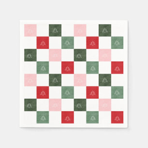 Title Evergreen Tree Chequered Pattern Rustic C Napkin