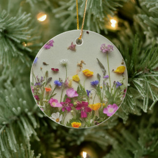 Title: "Floral Flourish Ornament" Ceramic Tree Decoration