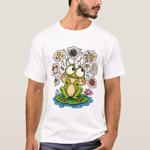 Title: Funny Worried Frog Overthinking Cute Quirky T-Shirt