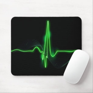 Title: Glowing Green Heartbeat Pulse Abstract Mouse Mat