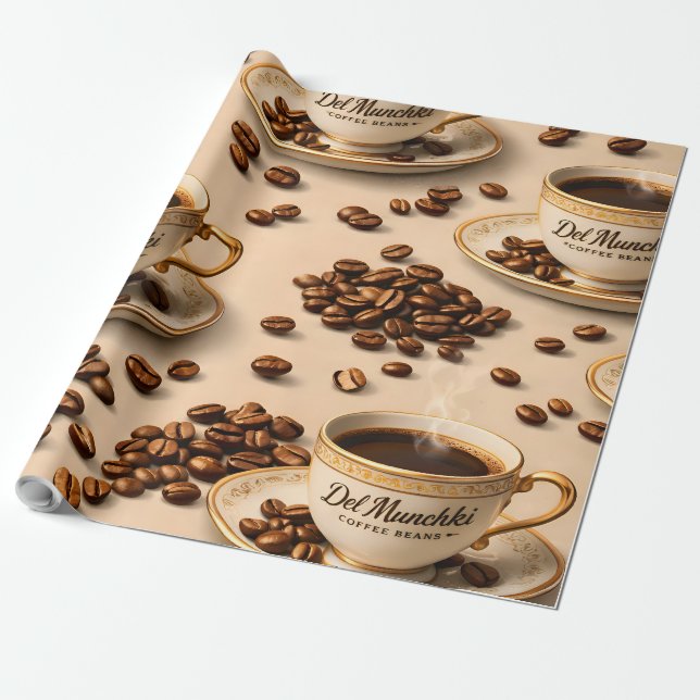 Title gourmet roasted coffee bean and espresso ele wrapping paper (Unrolled)
