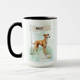 Title: Greyhound Watercolor Personalised Dog Mug