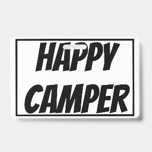 Title: Happy Camper Funny Camping Outdoor Adventur ID Badge