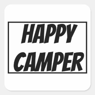 Title: Happy Camper Funny Camping Outdoor Adventur Square Sticker