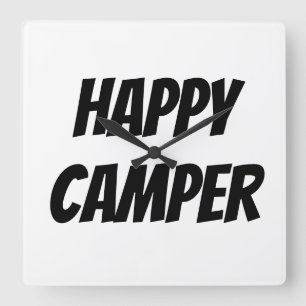 Title: Happy Camper Funny Camping Outdoor Adventur Square Wall Clock