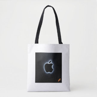 Title: "Illuminated Elegance: Glowing Black Apple  Tote Bag