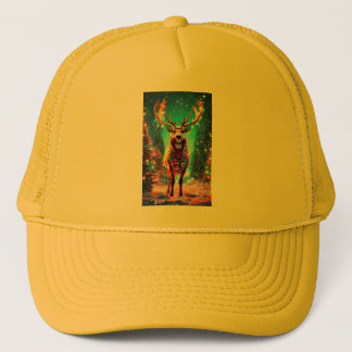 Title: Majestic Deer in the Wilderness Wall Art Trucker Hat