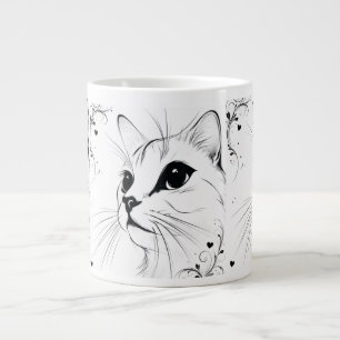 Title  Minimalist Cat Line Art Coffee Mug   Elegan