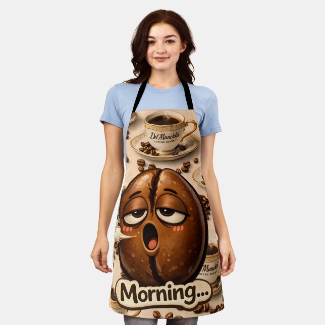 Title morning sleepy coffee bean funny relatable b apron (Worn)