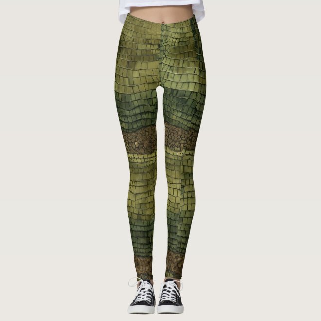 Title: Onyx Crocodile Paisley Camouflage Leggings (Front)