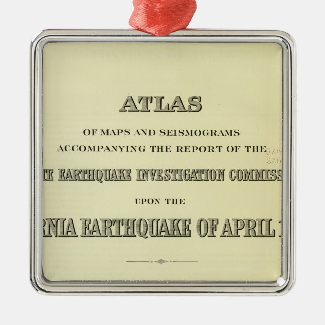 Title Page Atlas California earthquake Metal Tree Decoration (Front)