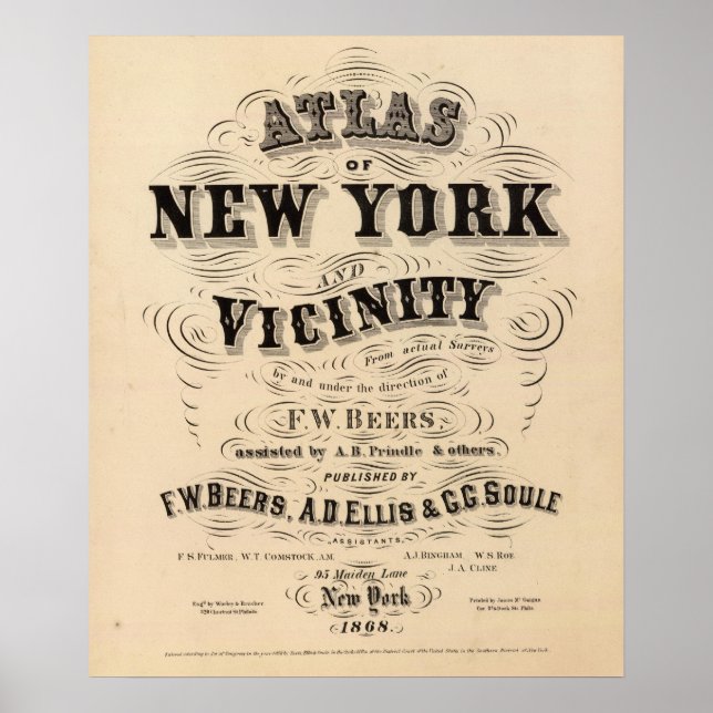 Title Page Atlas of New York, vicinity Poster (Front)