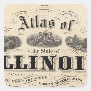 Title Page Atlas of the State of Illinois Square Sticker