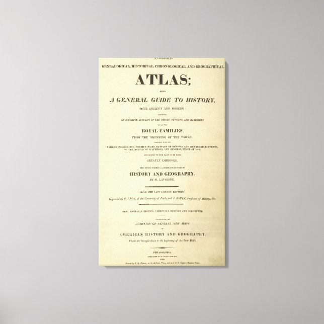 Title Page Complete Genealogical, Historical Canvas Print (Front)