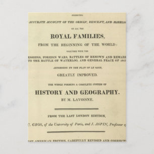 Title Page Complete Genealogical, Historical Postcard