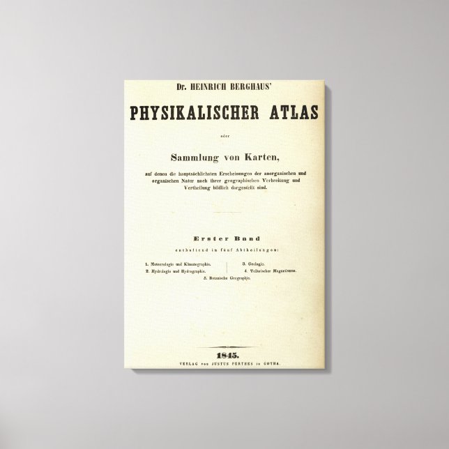 Title Page Dr Heinrich Berghaus Canvas Print (Front)