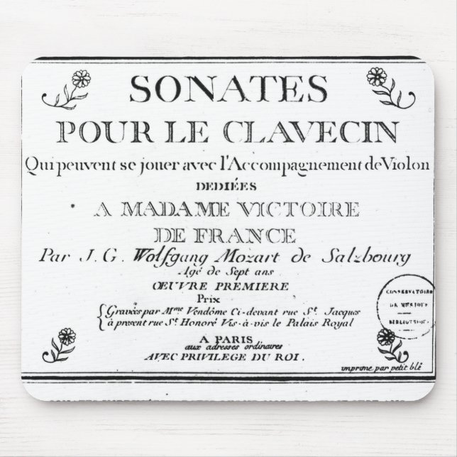 Title Page for 'Sonates pour le clavecin' Mouse Mat (Front)