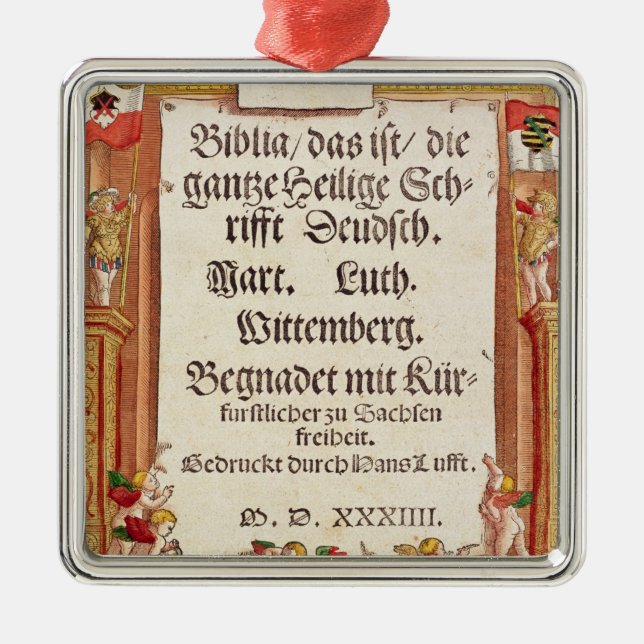 Title page from the Luther Bible, c.1530 Metal Tree Decoration (Front)