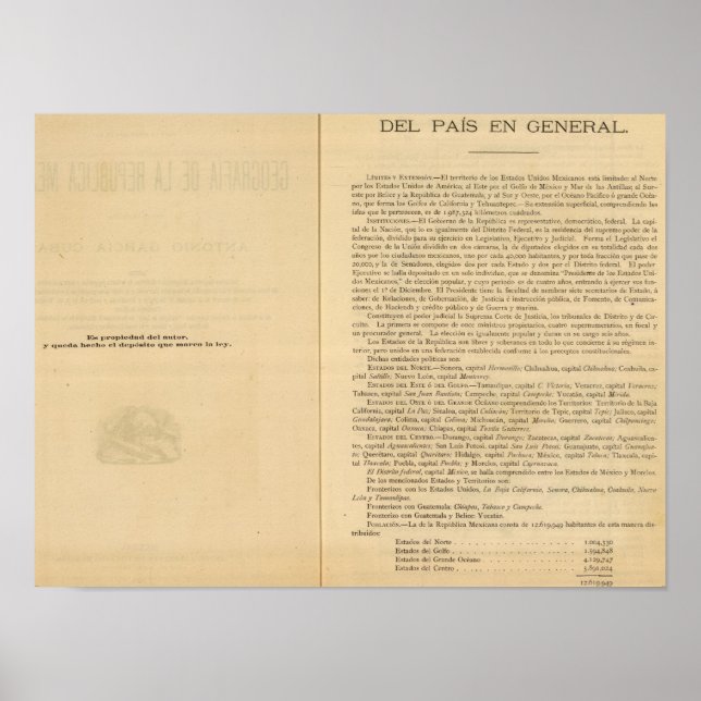 Title Page of 1874 Mexico Atlas Poster (Front)