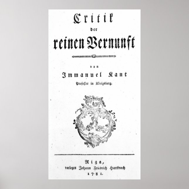 Title Page of 'Critique of Pure Poster (Front)