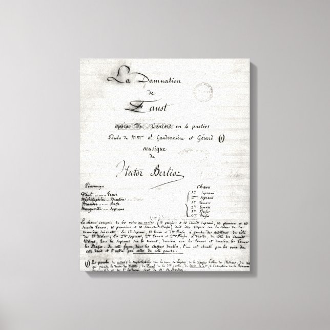 Title page of 'La Damnation de Faust' Canvas Print (Front)