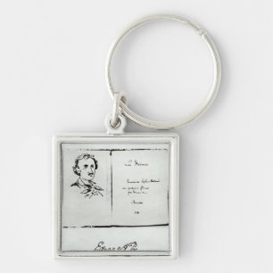 Title Page of 'Les Poemes' by Edgar Allan Poe Key Ring