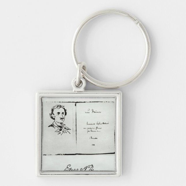 Title Page of 'Les Poemes' by Edgar Allan Poe Key Ring (Front)