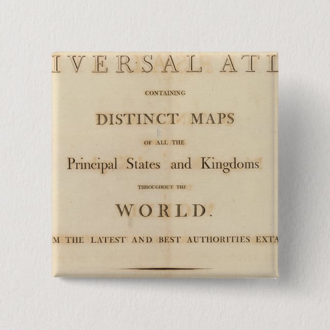 Title Page of New universal atlas 15 Cm Square Badge (Front)
