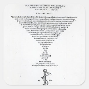 Title page of the Adages of Erasmus Square Sticker