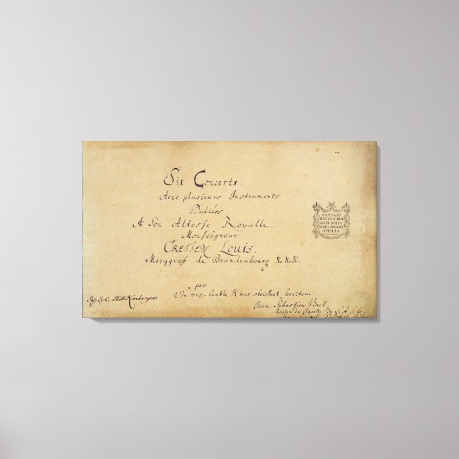 Title page of the 'Brandenburg Concertos' Canvas Print (Front)