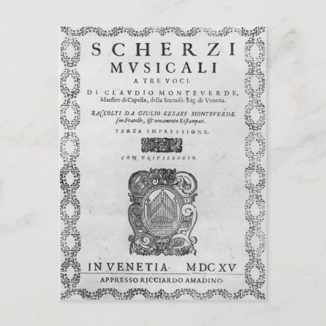 Title page of the 'Scherzi Musicali' Postcard (Front)