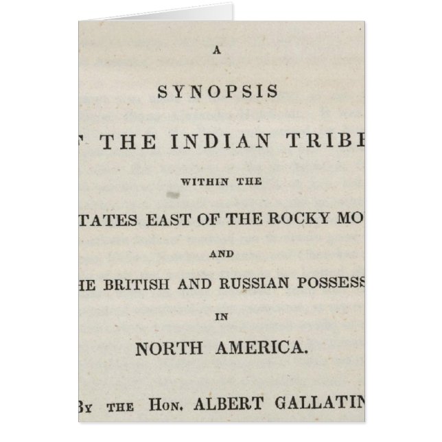 Title Page of the Synopsis of the Indian Tribes (Front)