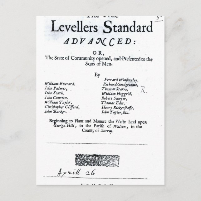 Title page of The True Levellers' Standard Postcard (Front)
