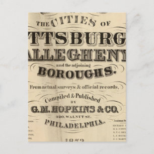 Title Page Pittsburgh, Allegheny atlas Postcard