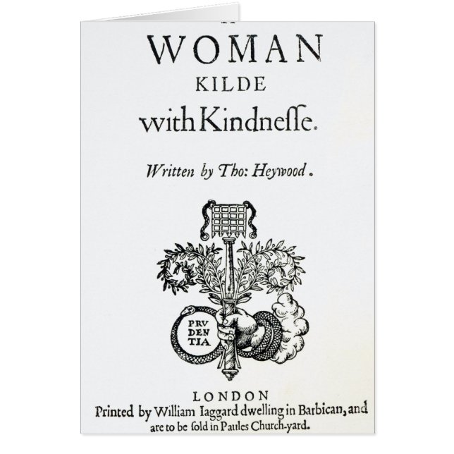 Title Page to 'A Woman Killed with Kindness' (Front)