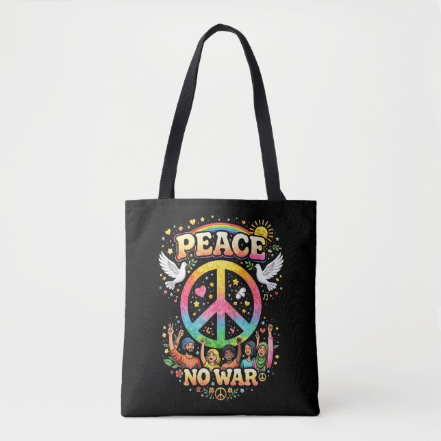 Title: Peace Over War Tote Bag (Front)