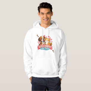 Title Pet Lover White Hoodie Cute Dog & Cat Love