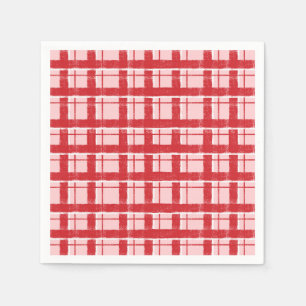 Title Pink & Red Textured Plaid Pattern Classic Napkin