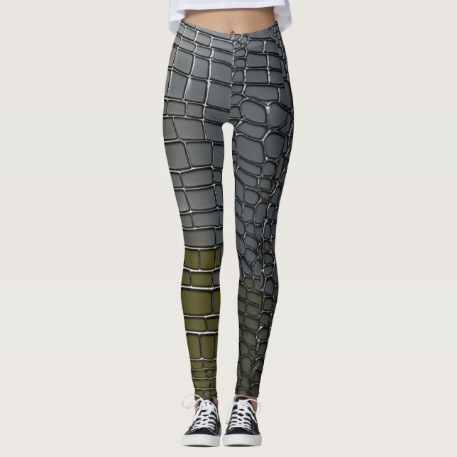 Title: Platinum Crocodile Camouflage Leggings (Front)