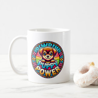 Title: Puppy Power - Cute & Colourful Dog  Coffee Mug
