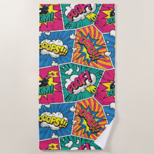 Title Retro Comic Explosion - Pop Art Beach Towel