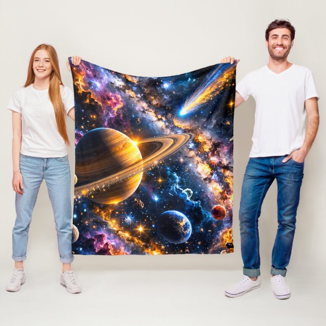 Title Saturn and comic galactic plush blanket de (In Situ)