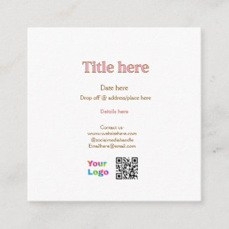 title scan QR contact logo here place date busines Enclosure Card