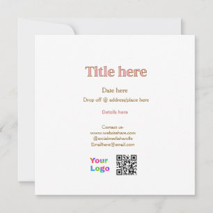 title scan QR contact logo here place date busines Invitation