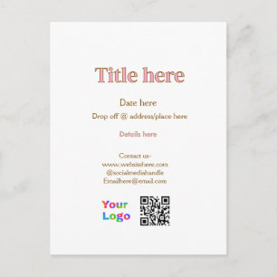 title scan QR contact logo here place date busines Postcard