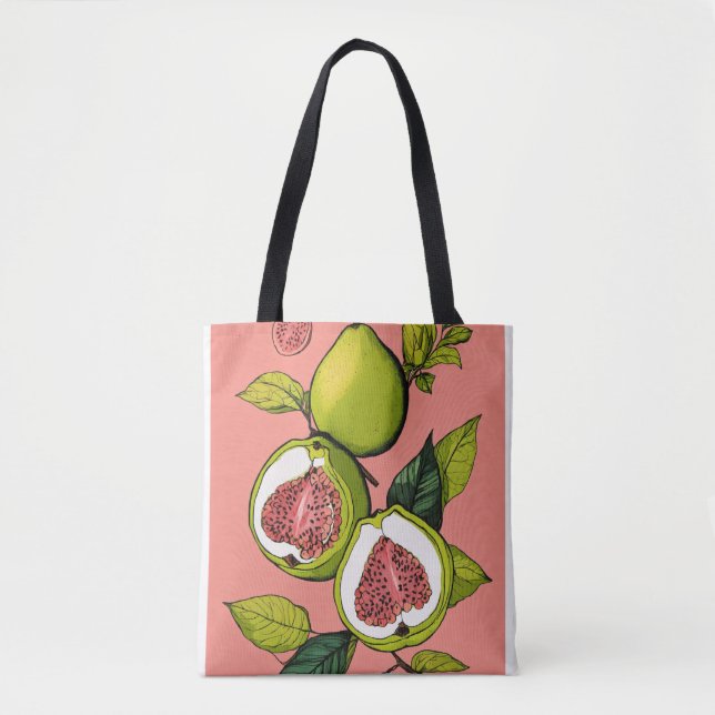 Title: Simple Pen and Digital Art Guava Combinatio Tote Bag (Front)