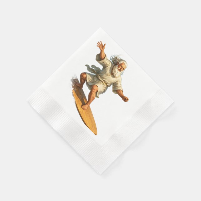 Title surfing Moses funny biblical art party paper Napkin (Corner)