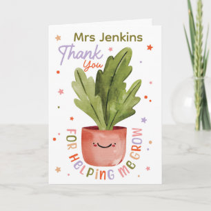 Title: Thank You for Helping Me Grow – Cute Plant Card
